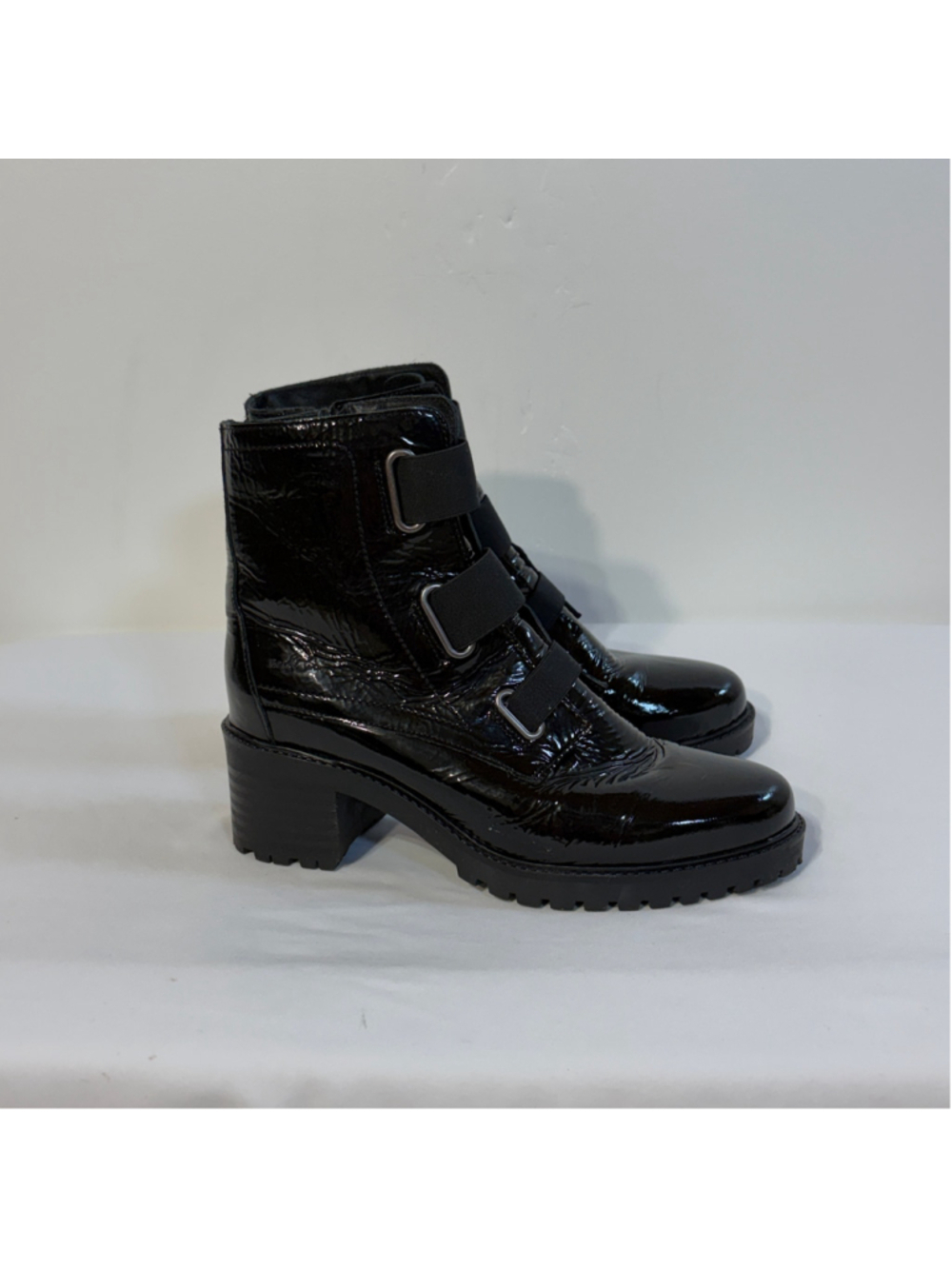 Bos & Co Indie Elasticated Boots Women’s EU Size 42 US 11 Black Patent Side Zip